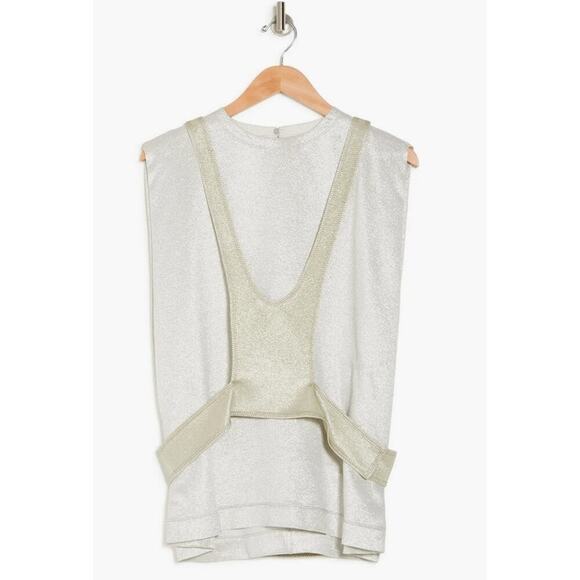 Valentino Contrast Bodice Sleeveless Top silver and Water Green - Picture 3 of 12